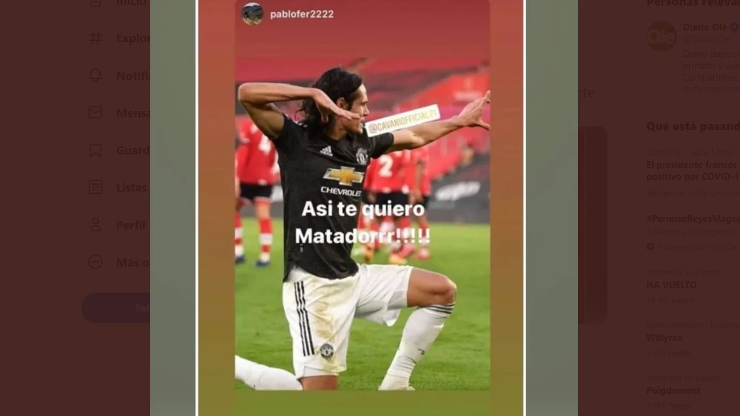 Instagram de Cavani Instagram de Cavani