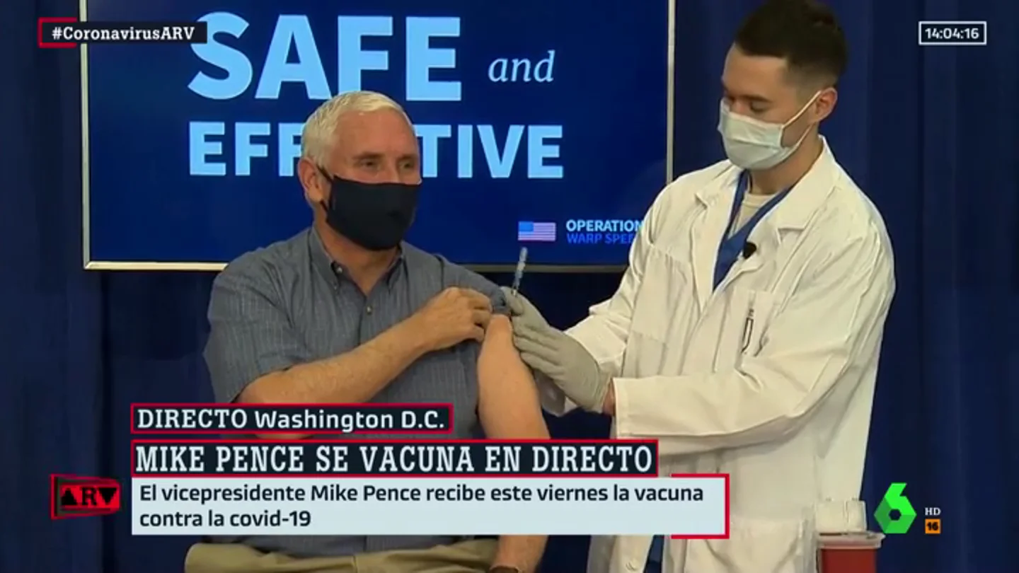 Mike Pence, vicepresidente de EEUU, se vacuna en directo contra el coronavirus Mike Pence, vicepresidente de EEUU, se vacuna en directo contra el coronavirus