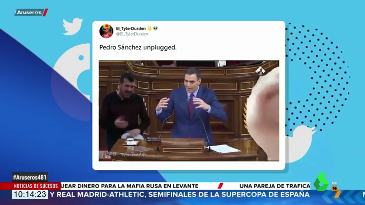 "Pedro Sánchez unplugged", el "adictivo" videomontaje del presidente en el Congreso que arrasa en Twitter "Pedro Sánchez unplugged", el "adictivo" videomontaje del presidente en el Congreso que arrasa en Twitter