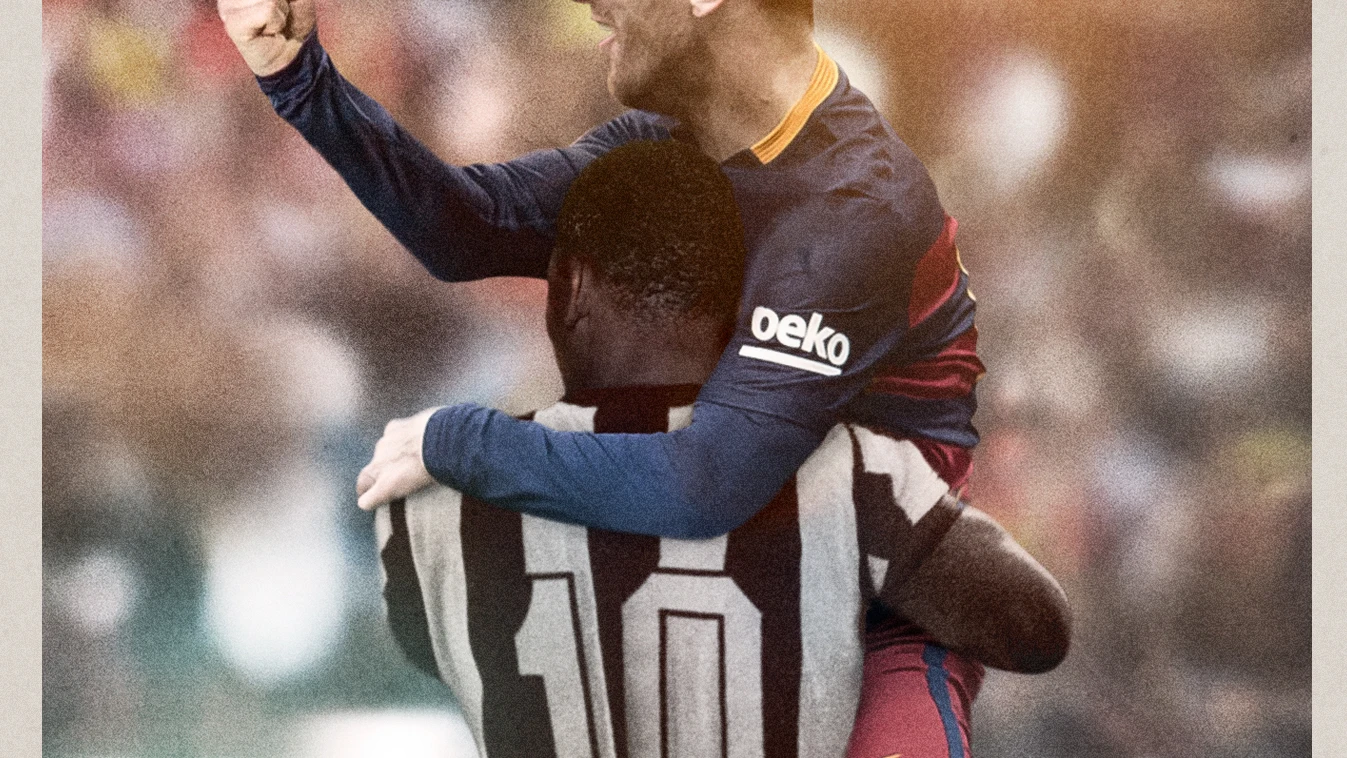 Abrazo entre Pelé y Messi