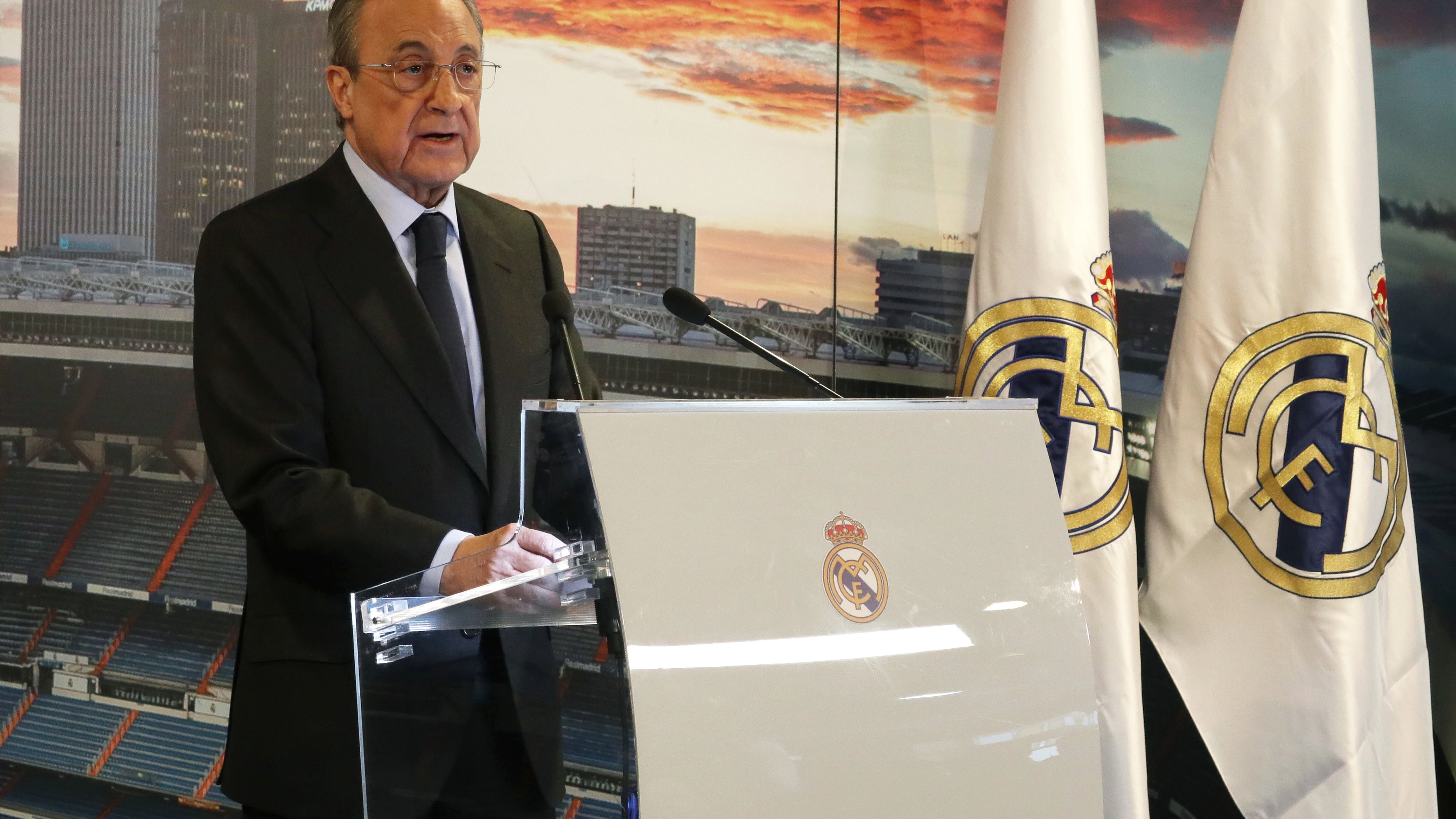 Florentino Pérez, durante un discurso