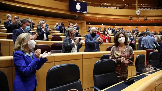 La ministra de Hacienda, María Jesús Montero durante el pleno del Senado. La ministra de Hacienda, María Jesús Montero durante el pleno del Senado.