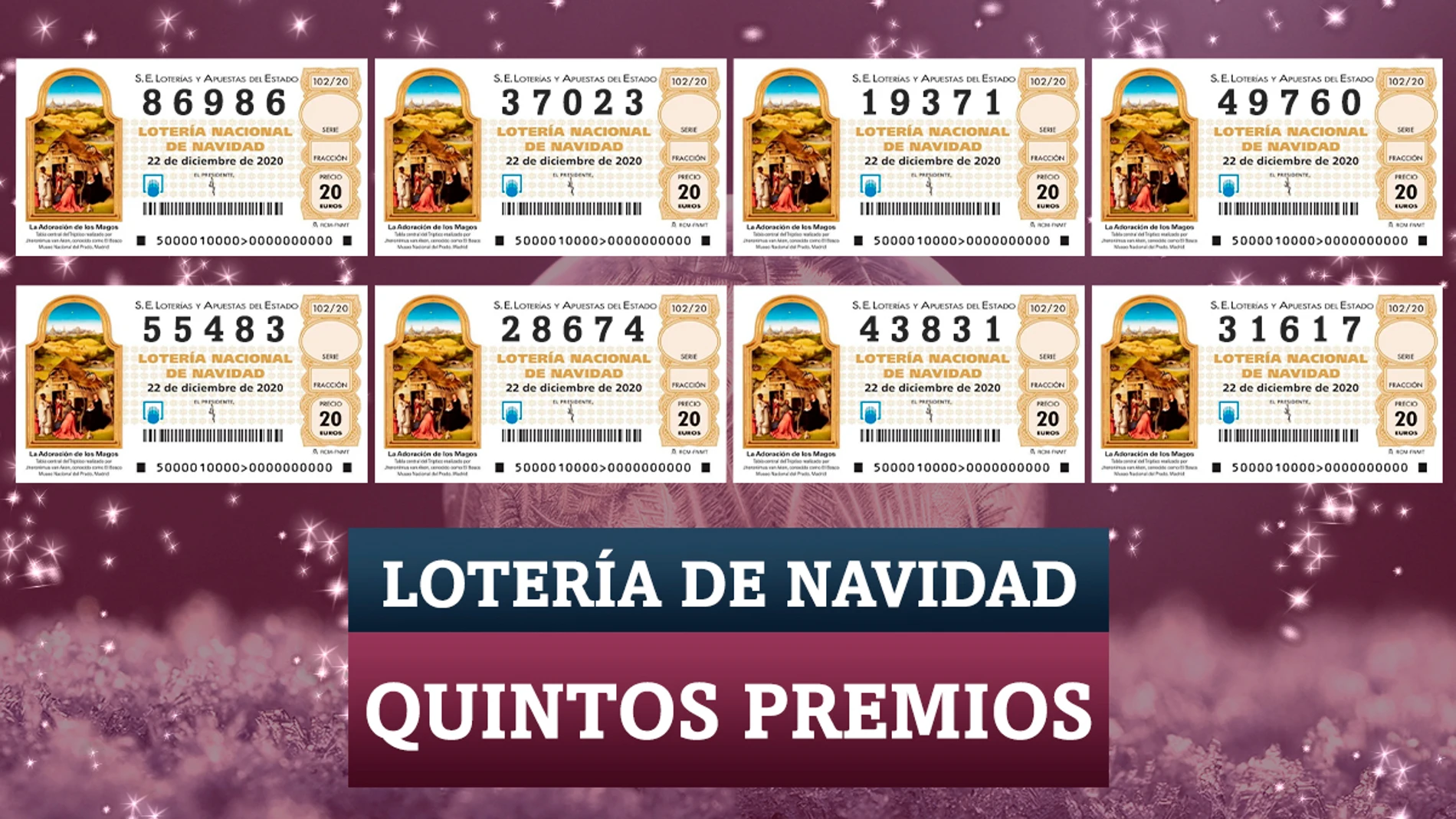 Quintos premios de la Lotería de Navidad 2020