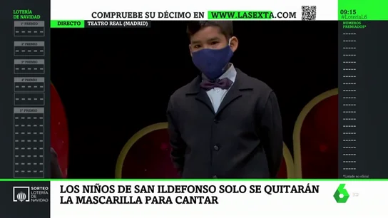 La insólita imagen de este Sorteo de Navidad: los niños de San Ildefonso con mascarilla y sin público La insólita imagen de este Sorteo de Navidad: los niños de San Ildefonso con mascarilla y sin público
