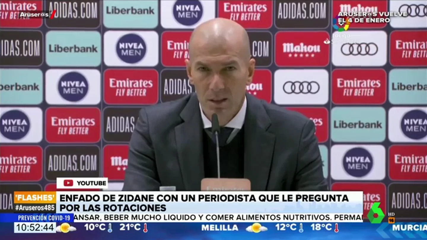 El enfado de Zidane con un periodista que le pregunta sobre las rotaciones: "Tú preguntas y yo te contesto" El enfado de Zidane con un periodista que le pregunta sobre las rotaciones: "Tú preguntas y yo te contesto"