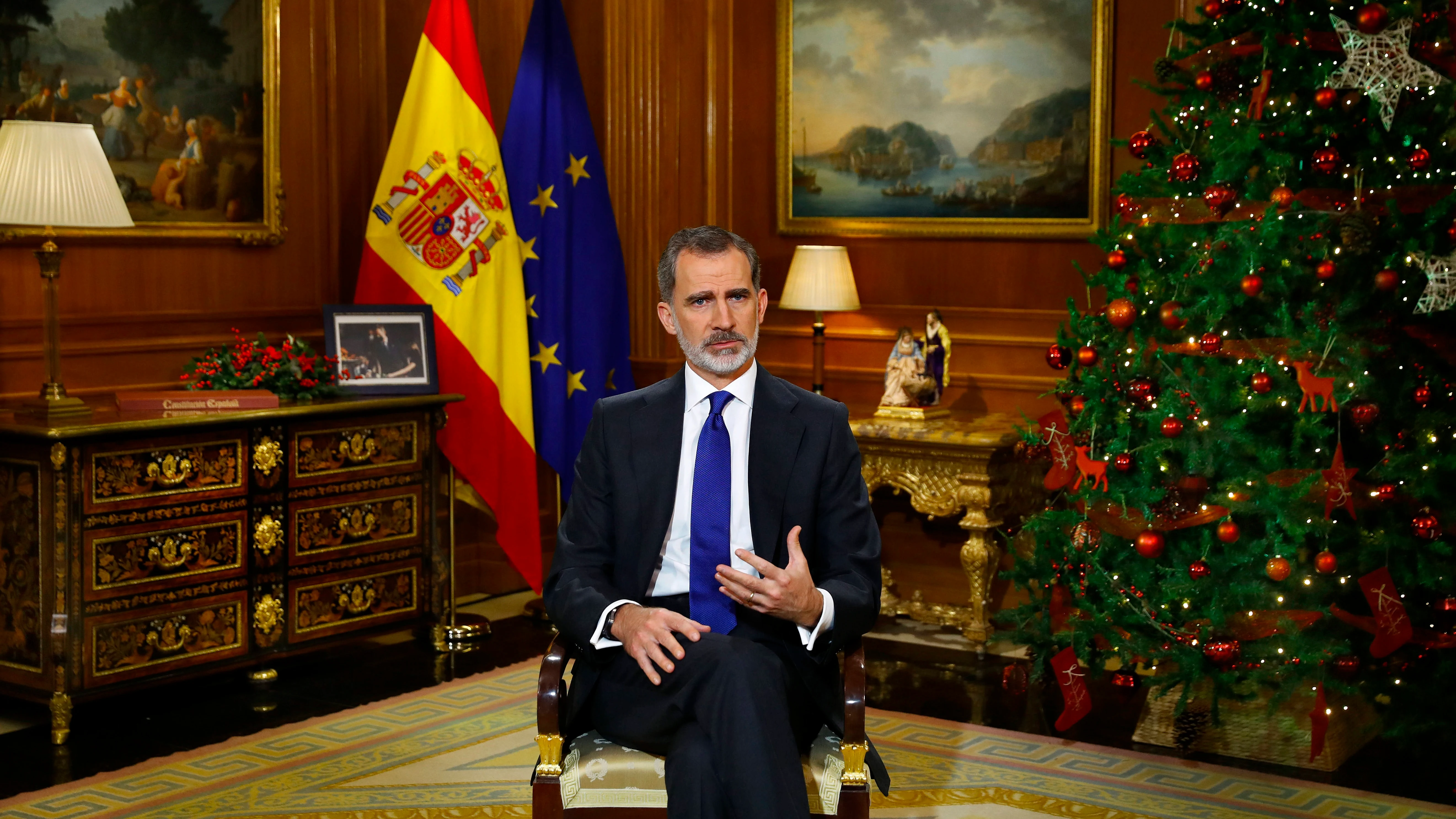 El rey Felipe VI, durante el discurso de Navidad de 2020