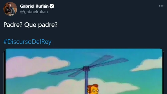 Uno de los mensajes de Rufián durante el discurso del rey Felipe VI Uno de los mensajes de Rufián durante el discurso del rey Felipe VI