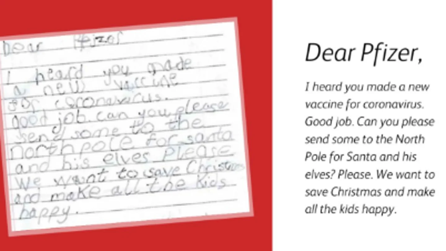 La carta de un niño de 6 años a Pfizer La carta de un niño de 6 años a Pfizer