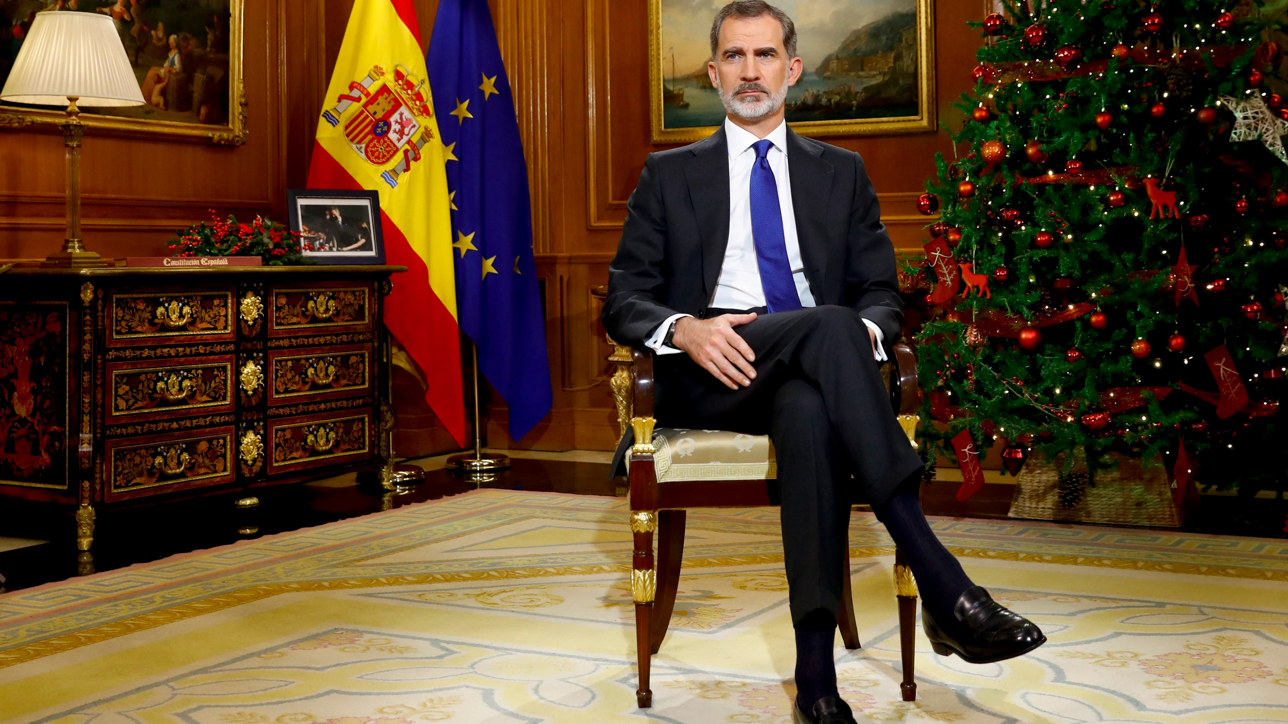 Felipe VI, durante su discurso de Nochebuena