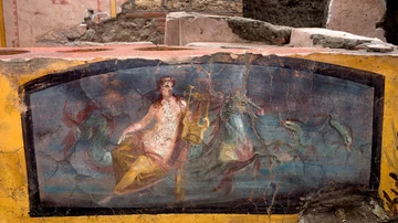 Imagen de los restos del primer local de 'comida rápida' intacto romano, en Pompeya