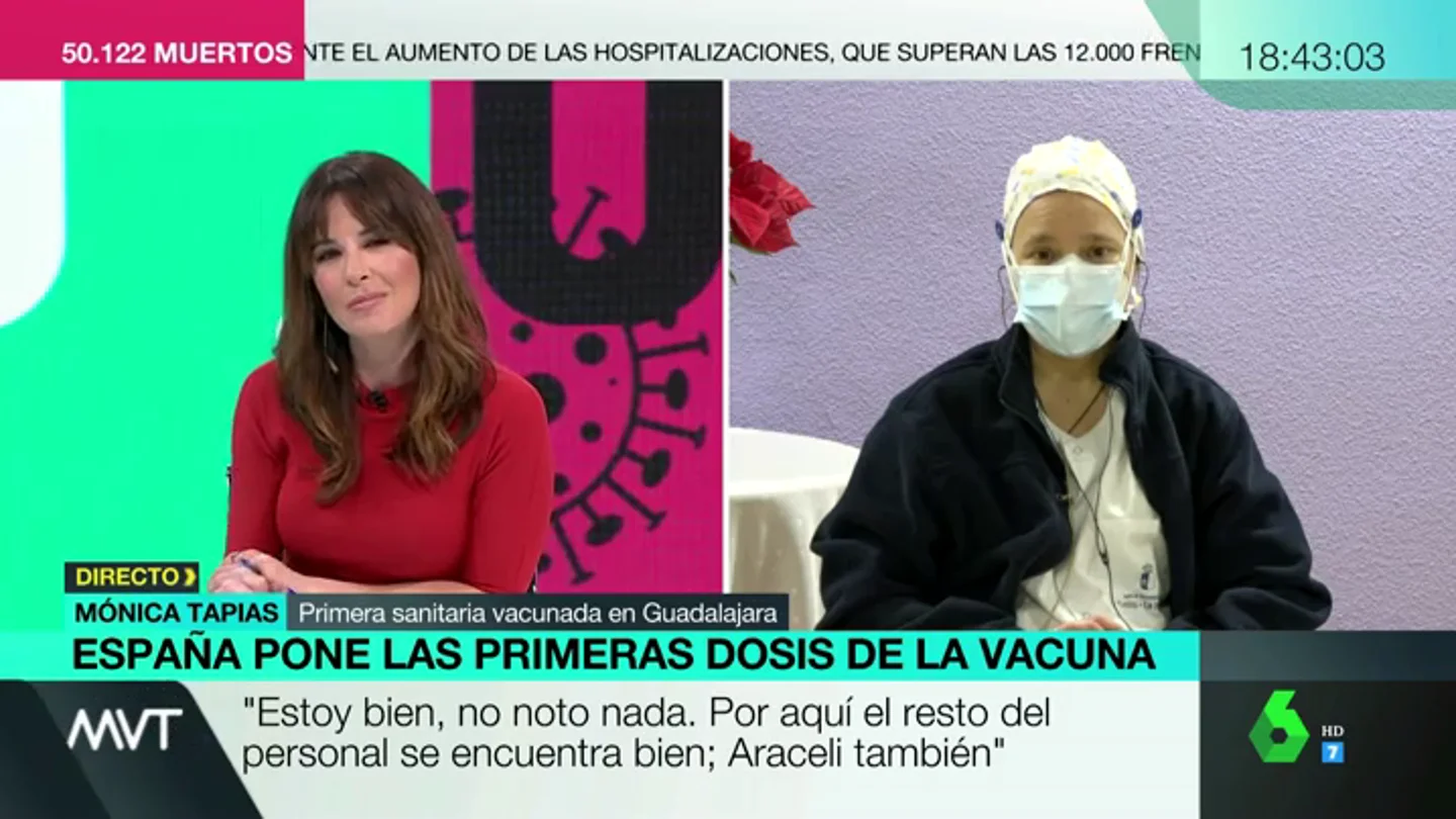Mónica Tapias, primera sanitaria vacunada en España Mónica Tapias, primera sanitaria vacunada en España
