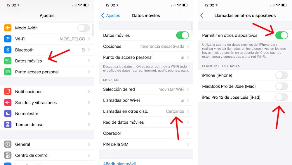 Configurar las llamadas en otros dispositivos de Apple.