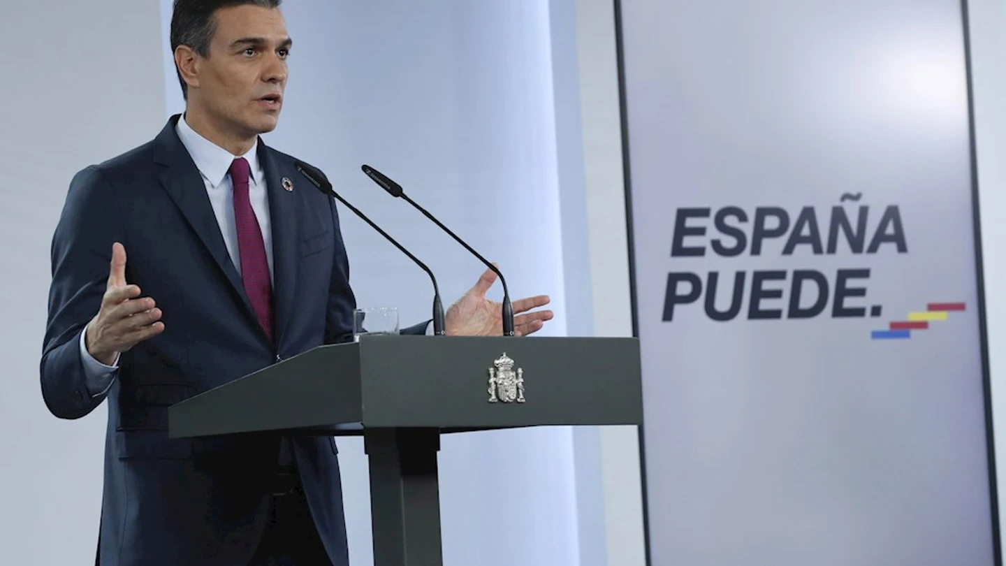 Pedro Sánchez en un comparecencia ante los medios Pedro Sánchez en un comparecencia ante los medios