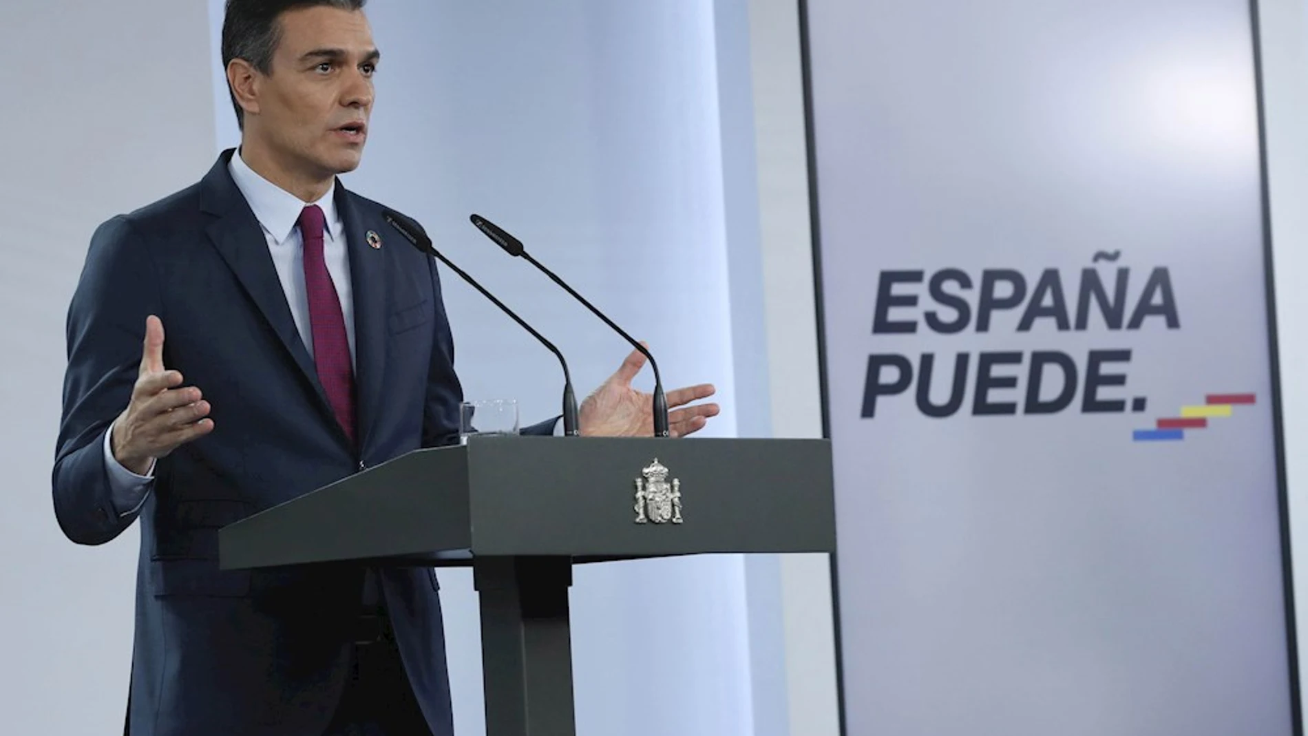 Pedro Sánchez en un comparecencia ante los medios