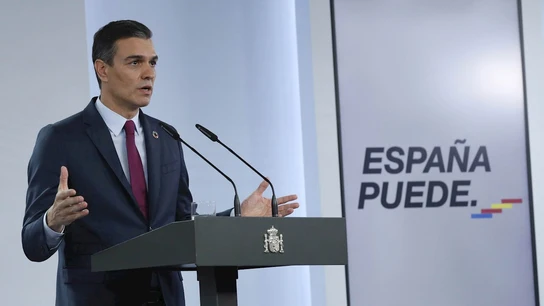 Pedro Sánchez durante una comparecencia en La Moncloa Pedro Sánchez durante una comparecencia en La Moncloa