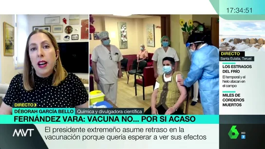 La científica Deborah García Bello, "indignada" con las declaraciones de Vara: "Da a entender que usamos a ancianos como conejillos de indias" La científica Deborah García Bello, "indignada" con las declaraciones de Vara: "Da a entender que usamos a ancianos como conejillos de indias"