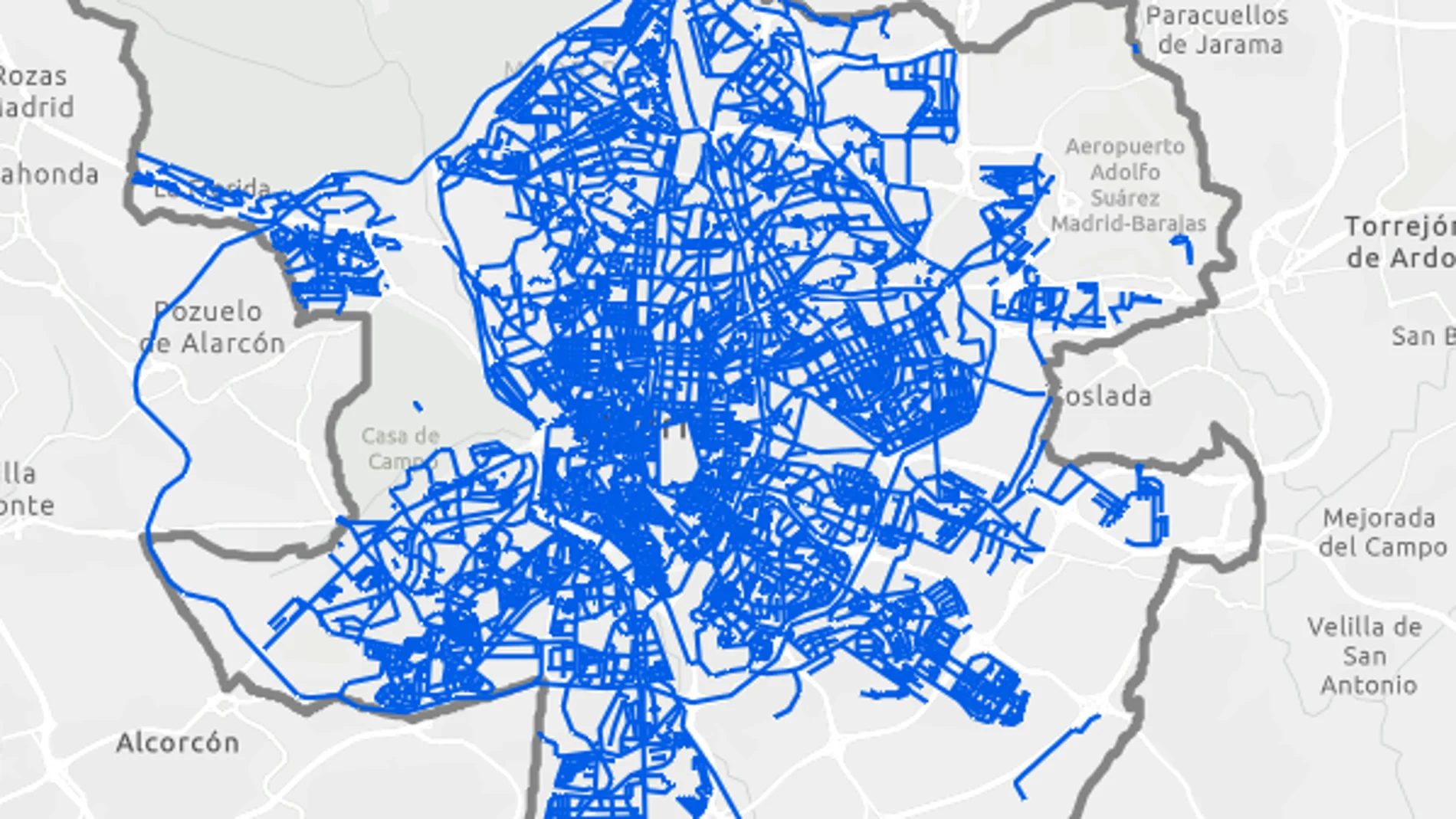 Mapa de las calles de Madrid tras Filomena