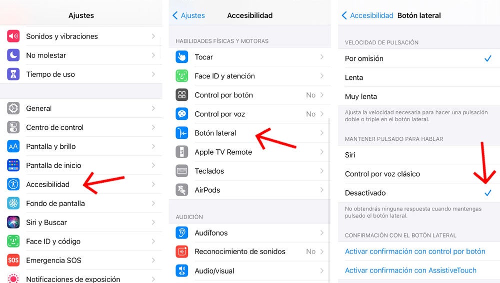 Cómo desactivar Siri del botón lateral del iPhone.
