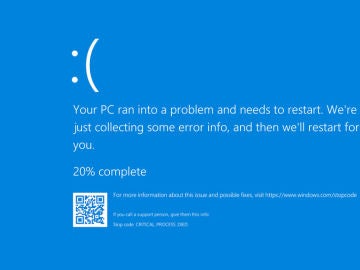 Pantallazo azul de error en Windows 10.