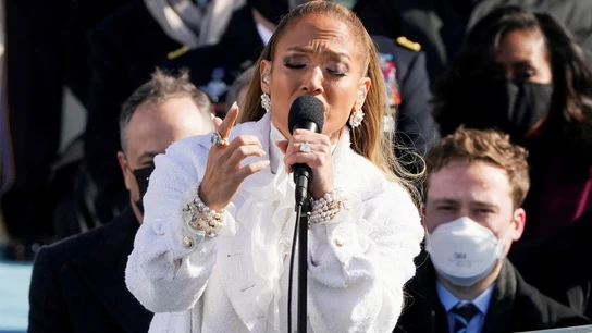 Jennifer López, durante su actuación en la toma de posesión de Biden y Harris Jennifer López, durante su actuación en la toma de posesión de Biden y Harris