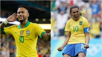 Neymar y Marta Vieira da Silva, jugadores de la selección brasileña de fútbol