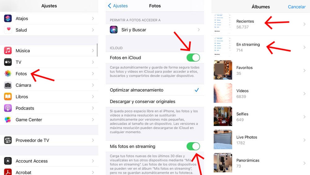 Sincronizar fotos y vídeos del iPhone con iCloud.