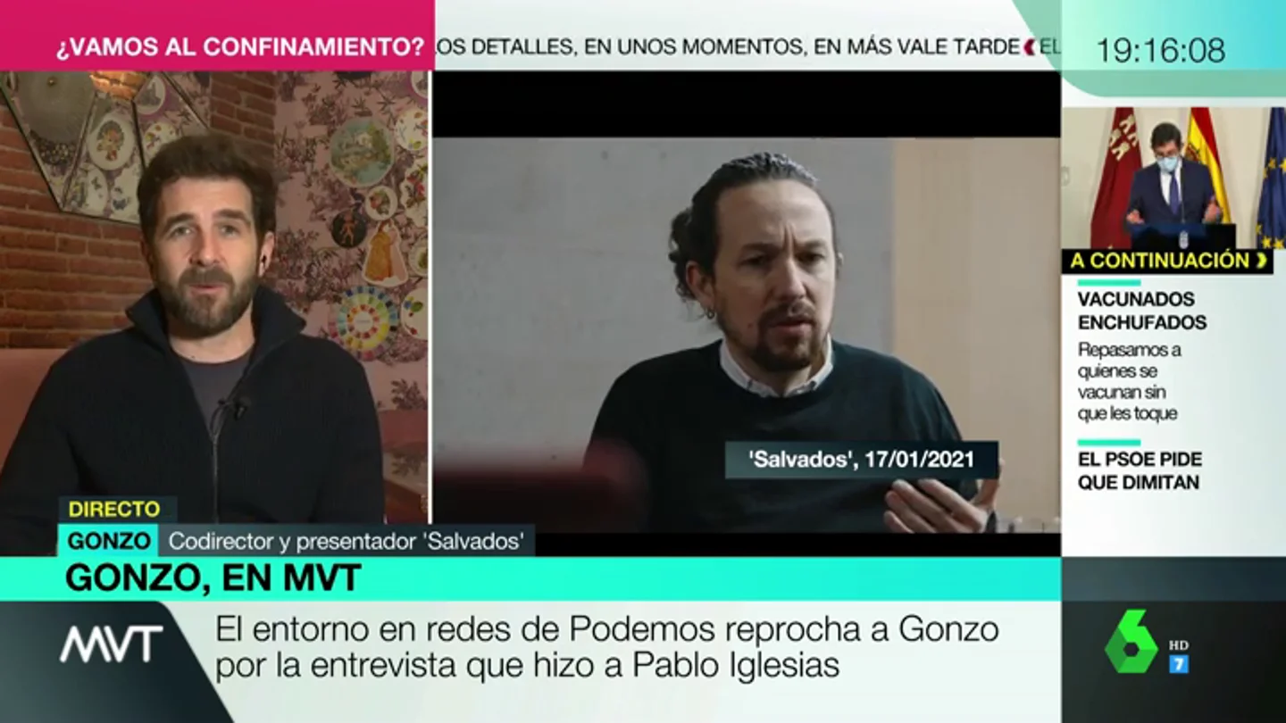 Gonzo y la crítica en las redes de Podemos por la respuesta más controvertida de Iglesias: "Volvería a hacer esa pregunta" Gonzo y la crítica en las redes de Podemos por la respuesta más controvertida de Iglesias: "Volvería a hacer esa pregunta"