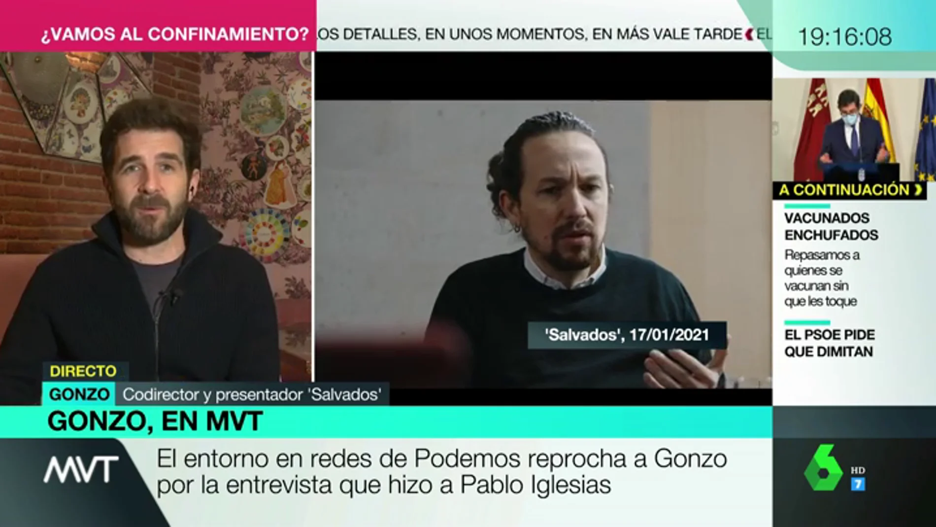 Gonzo y la crítica en las redes de Podemos por la respuesta más controvertida de Iglesias: "Volvería a hacer esa pregunta"