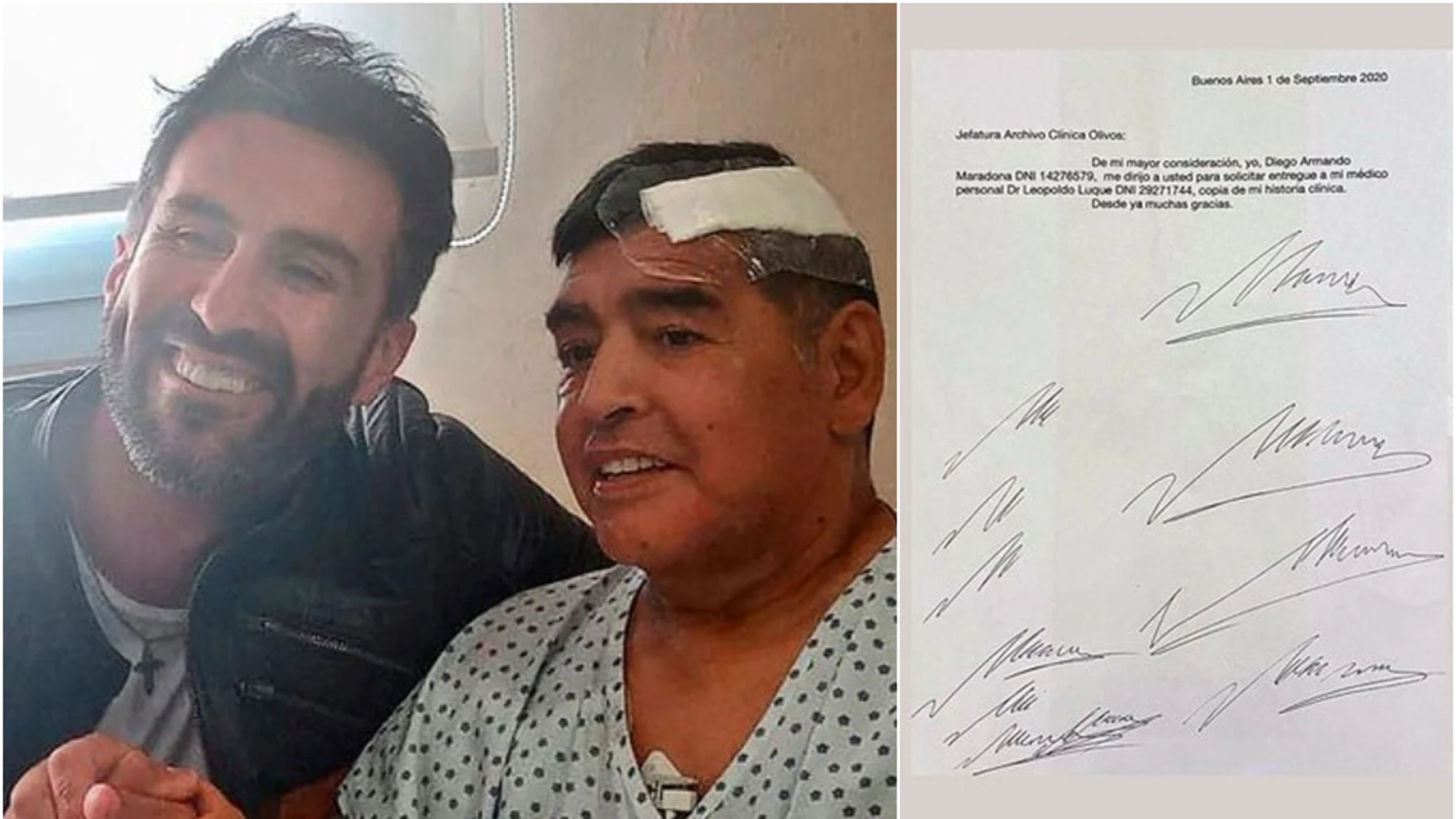 Hojas con la firma de Maradona falsificada en el domicilio de Leopoldo Luque
