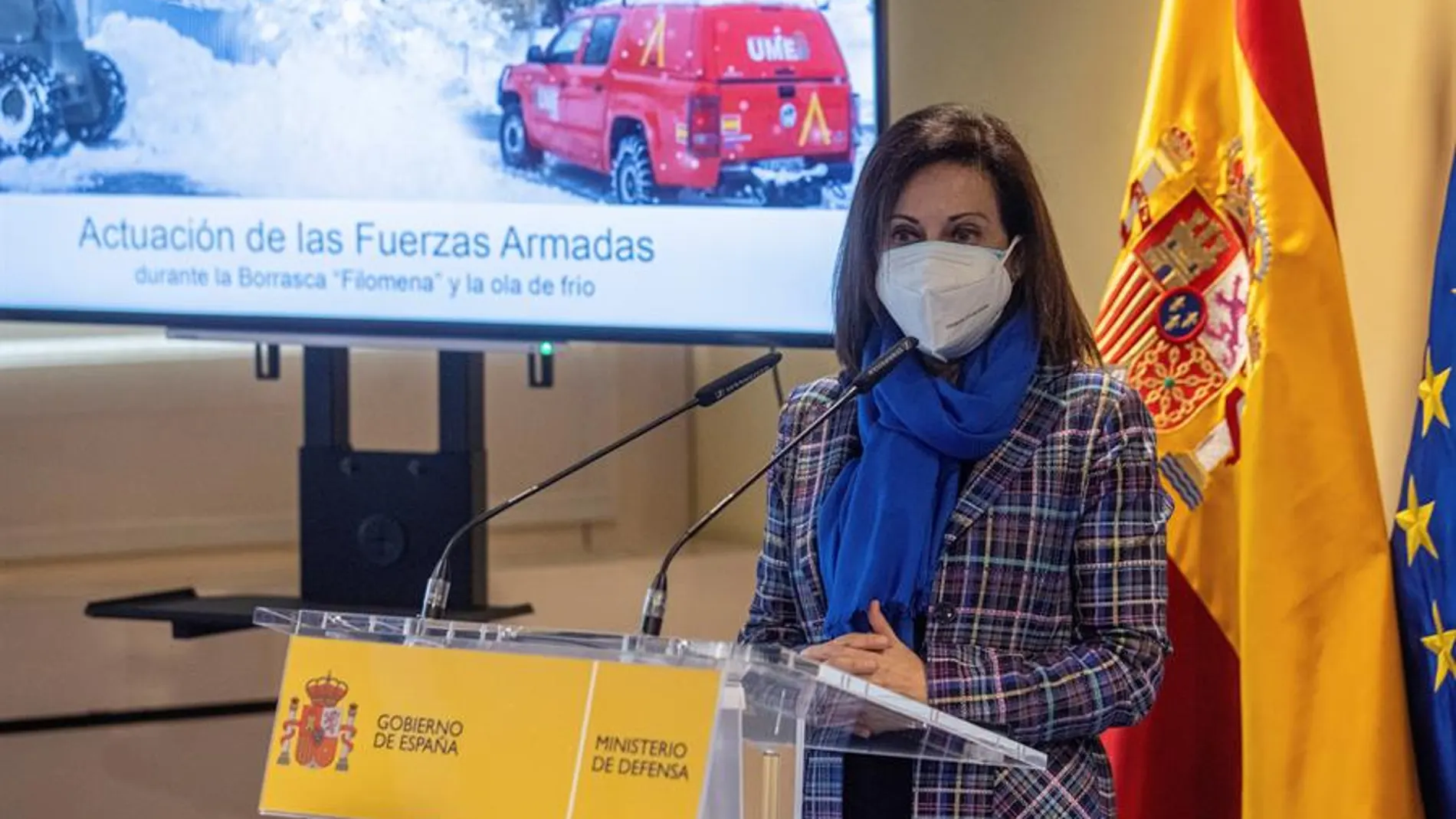 La ministra de Defensa, Margarita Robles, en un acto de su departamento este viernes.