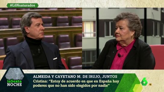 De Pablo Iglesias al Pazo de Meir&aacute;s: Cristina Almeida y Cayetano Mart&iacute;nez de Irujo debaten cara a cara en laSexta Noche
