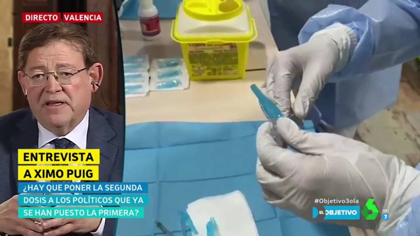 Ximo Puig insiste en no dar la segunda dosis de la vacuna a los que se salten el protocolo: "Se trata de administrarla a quien la necesite" Ximo Puig insiste en no dar la segunda dosis de la vacuna a los que se salten el protocolo: "Se trata de administrarla a quien la necesite"