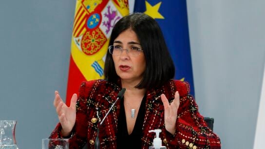 Carolina Darias, durante una rueda de prensa en Moncloa.