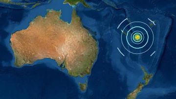 Epicentro del terremoto en el Pacífico Sur