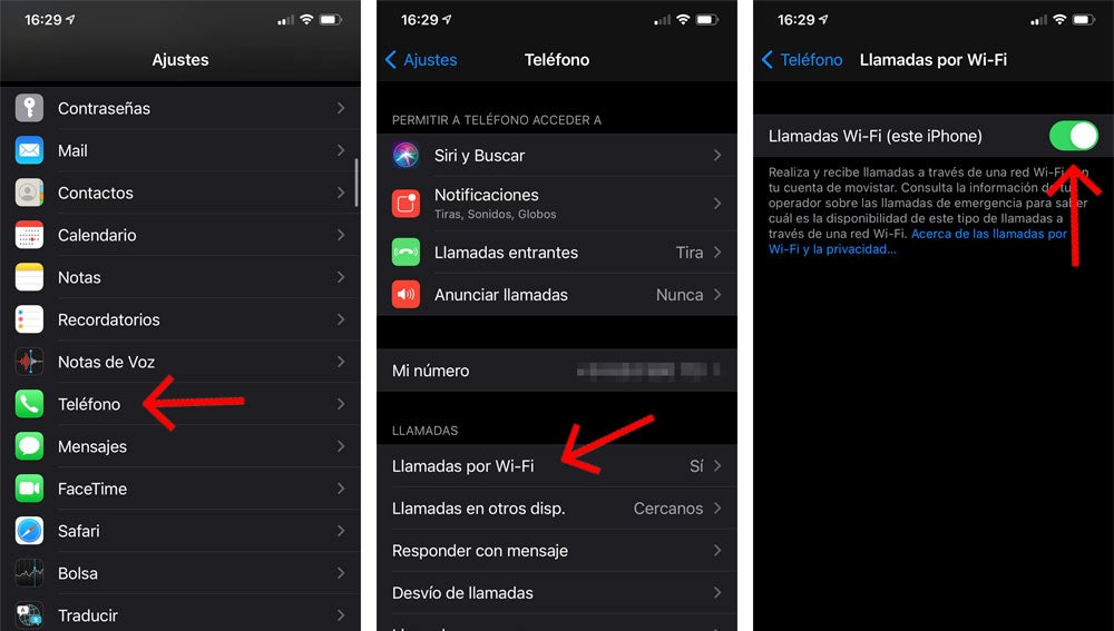 Activa las llamadas wifi en tu iPhone.