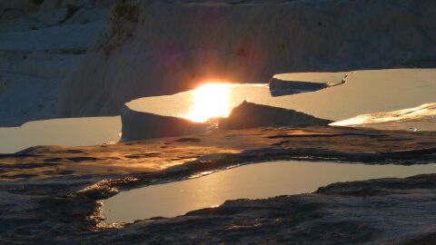 Pamukkale, Turquía, al atardecer