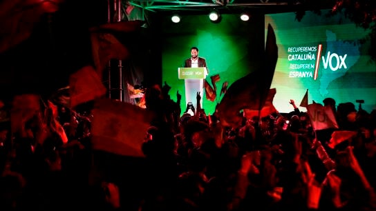 Garriga, durante el acto de final de campa&ntilde;a de Vox