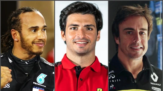 Lewis Hamilton, Carlos Sainz y Fernando Alonso Lewis Hamilton, Carlos Sainz y Fernando Alonso