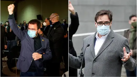 En la foto, Pere Aragonès (ERC) y Salvador Illa (PSC) En la foto, Pere Aragonès (ERC) y Salvador Illa (PSC)