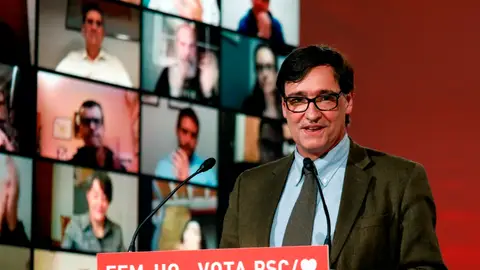 Salvador Illa, en un acto electoral del PSC en Cataluña. Salvador Illa, en un acto electoral del PSC en Cataluña.