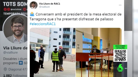 Un presidente de mesa se presenta en su puesto disfrazado de payaso Un presidente de mesa se presenta en su puesto disfrazado de payaso