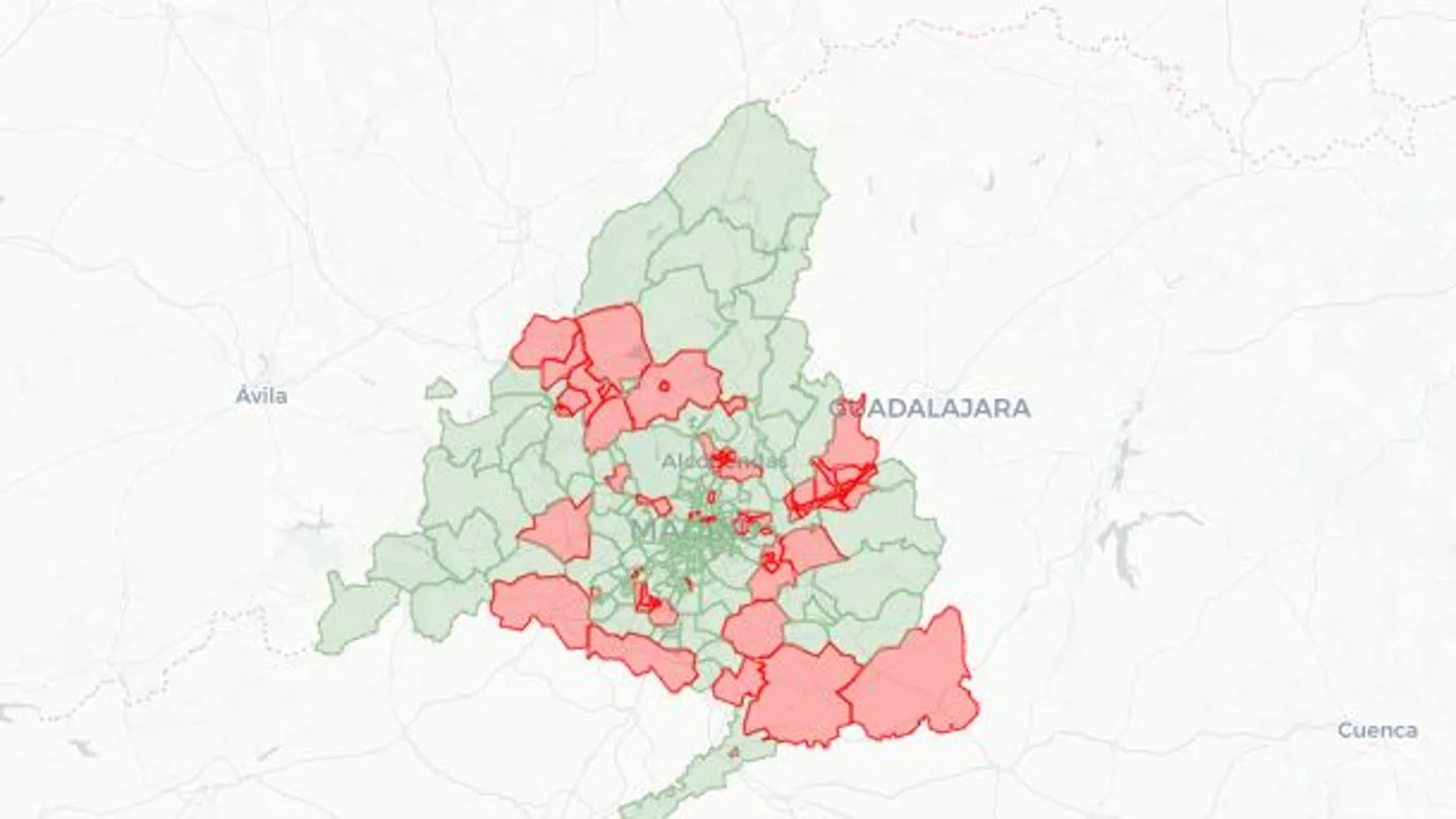 Mapa de zonas con restricciones de movilidad en Madrid Mapa de zonas con restricciones de movilidad en Madrid