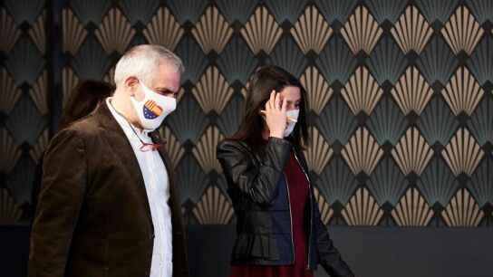 Carlos Carrizosa e In&eacute;s Arrimadas tras las elecciones del 14F