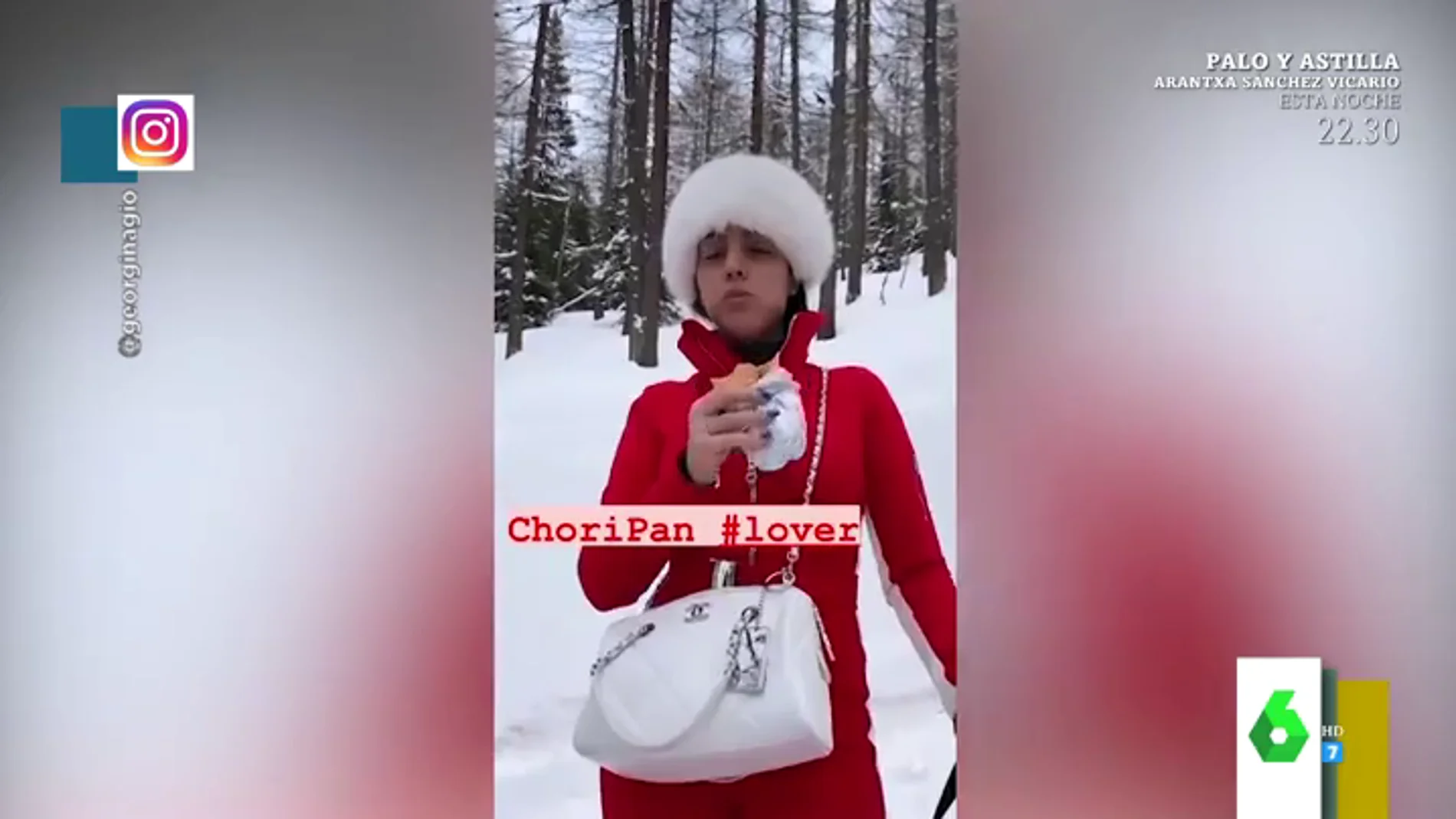 Josie valora el look de Georgina Rodríguez para ir a la nieve con bolso de Chanel y gorro ruso: "No le falta un perejil"