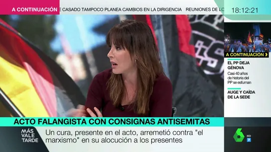 La reacción de Mamen Mendizábal ante las proclamas antisemitas de la joven neonazi en el homenaje a la División Azul La reacción de Mamen Mendizábal ante las proclamas antisemitas de la joven neonazi en el homenaje a la División Azul