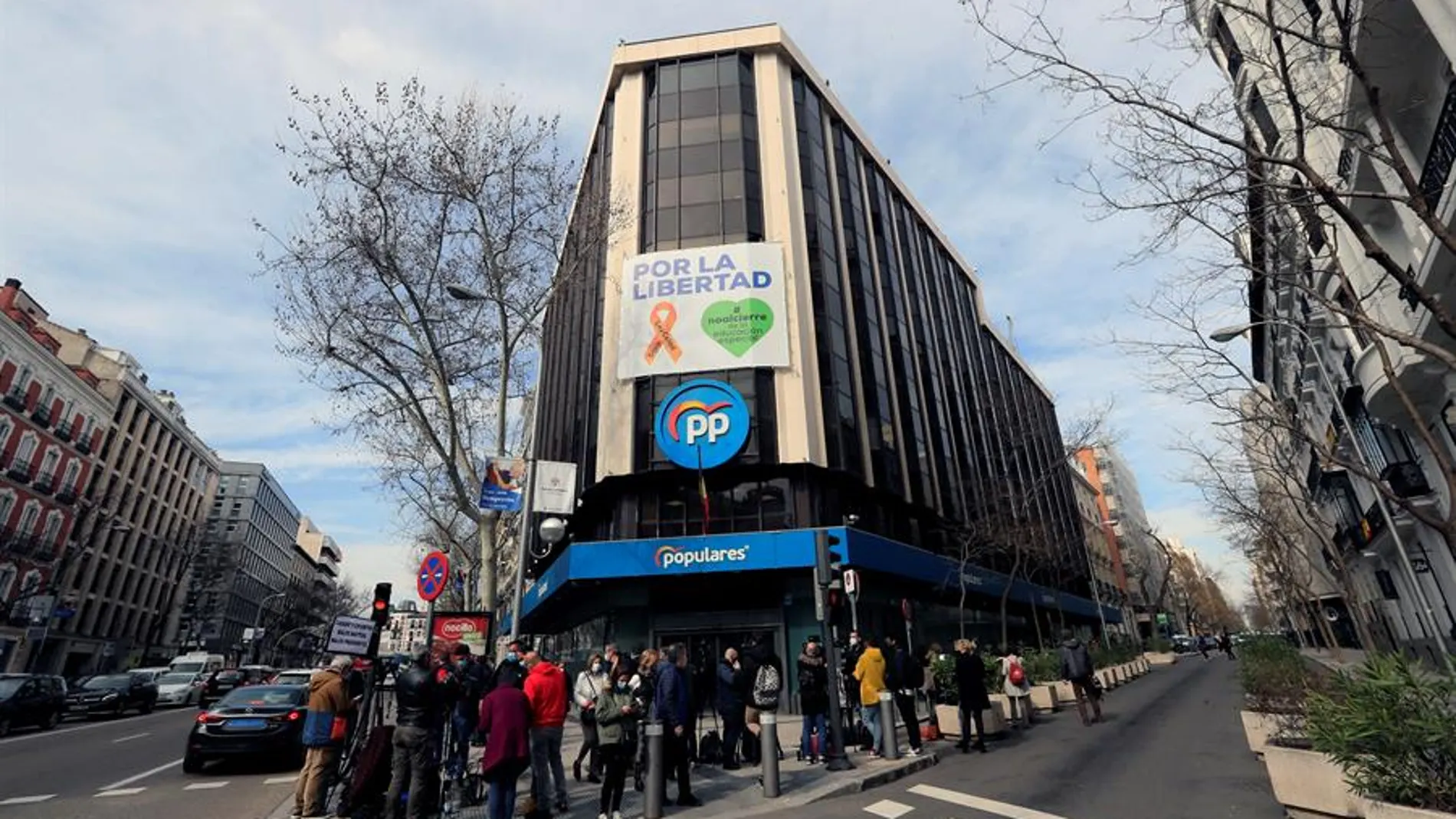 Fachada de la todavía sede central del PP en la calle Génova, 13, en Madrid.