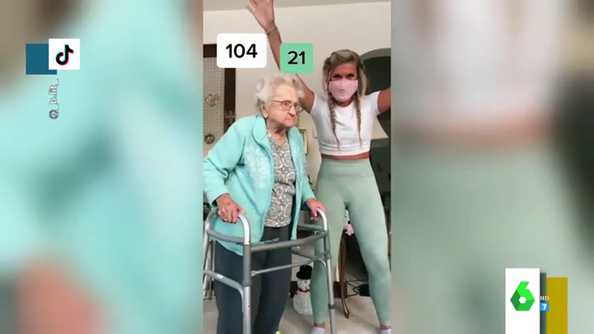 Influencer a los 104 años: una abuela triunfa en las redes con coreografías creadas con la ayuda de su cuidadora