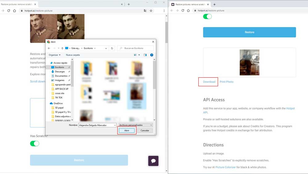 Retocando imágenes desde el explorador