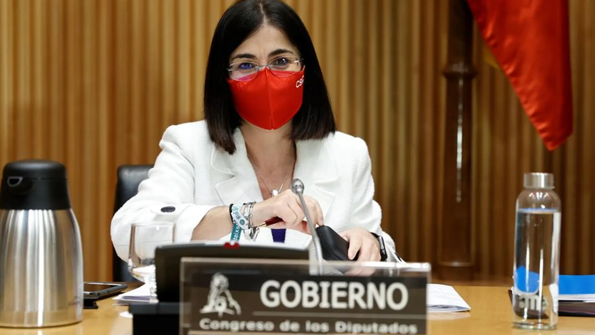 La ministra de Sanidad, Carolina Darias, durante su comparecencia en la Comisión de Sanidad del Congreso.