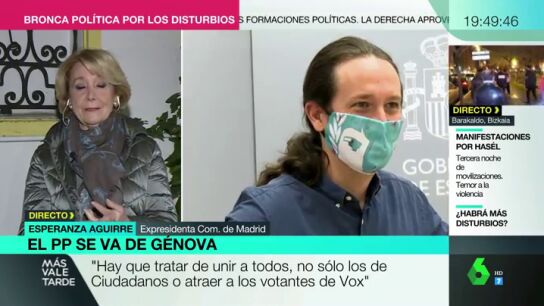 Esperanza Aguirre:" No se puede tener de vicepresidente a un comunista que nos est&aacute; desprestigiando constantemente"